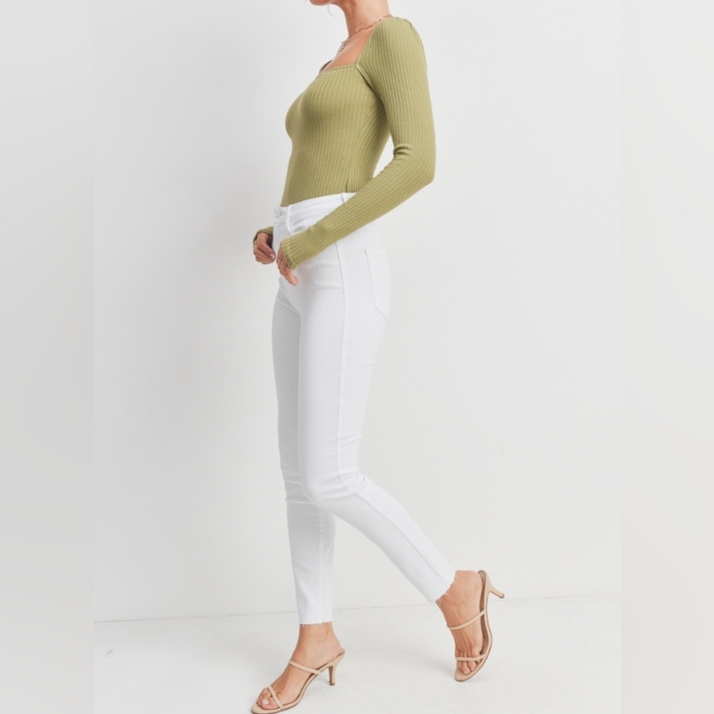 GARAGE White Retro High Rise Skinny Fringe Jeans